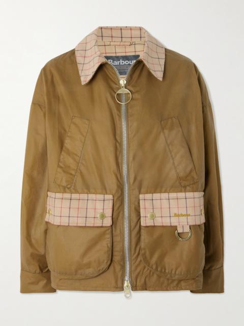 Barbour Launton Checked Corduroy-trimmed Waxed-cotton Jacket