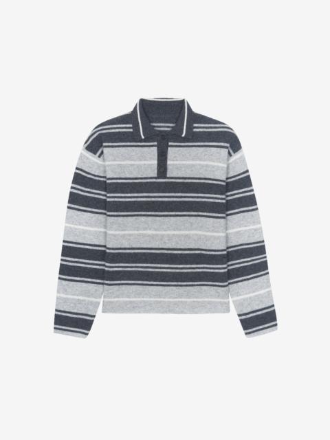 The Frankie Shop Belize Knit Polo Sweater - Grey Stripe