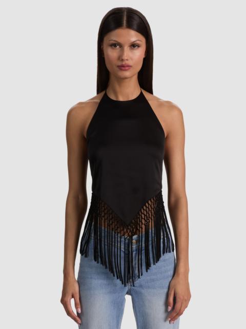 Alice + Olivia GRETA HANDKERCHIEF FRINGE TOP