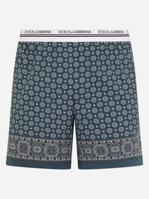 Dolce & Gabbana Stretch cotton shorts with tie print