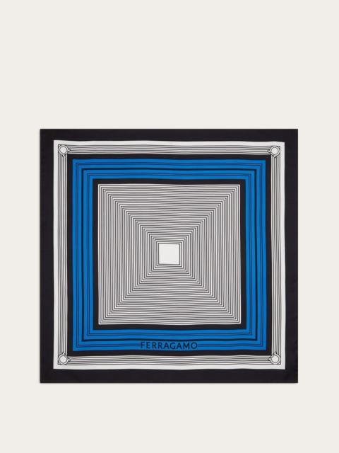 FERRAGAMO GEOMETRIC PRINT SILK FOULARD