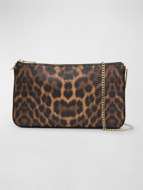 Loubila Leopard-Print Leather Pouch Bag