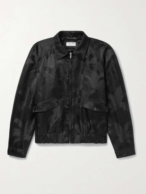SAINT LAURENT Grosgrain-Trimmed Satin-Jacquard Bomber Jacket