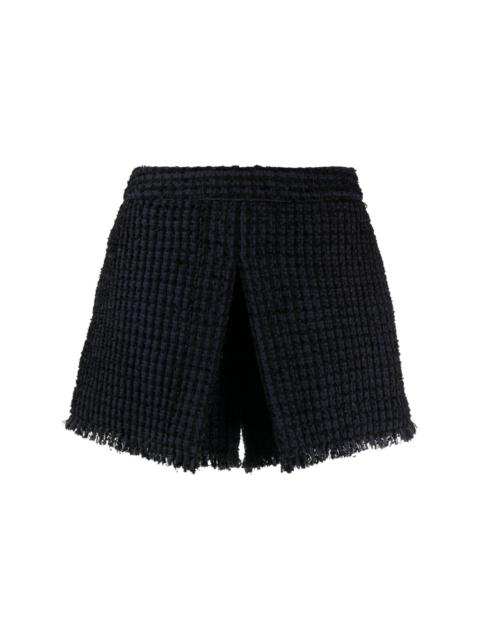 frayed-edge tweed shorts