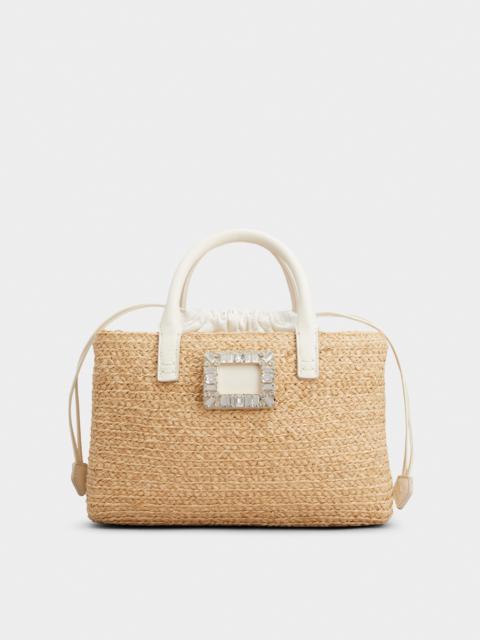 Viv' Skate Strass Buckle Small Shopping Bag in Raffia