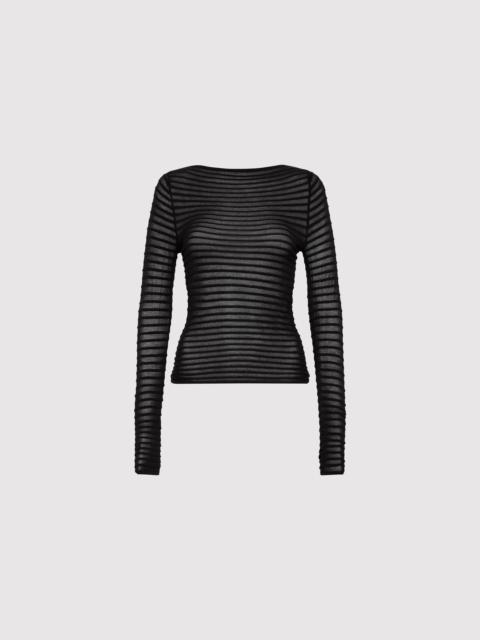 ST. AGNI Sheer Stripe Top - Black