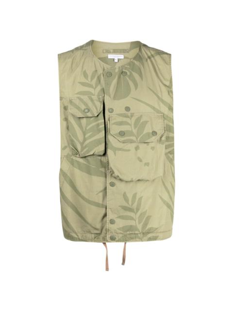 Engineered Garments leaf-print cotton gilet