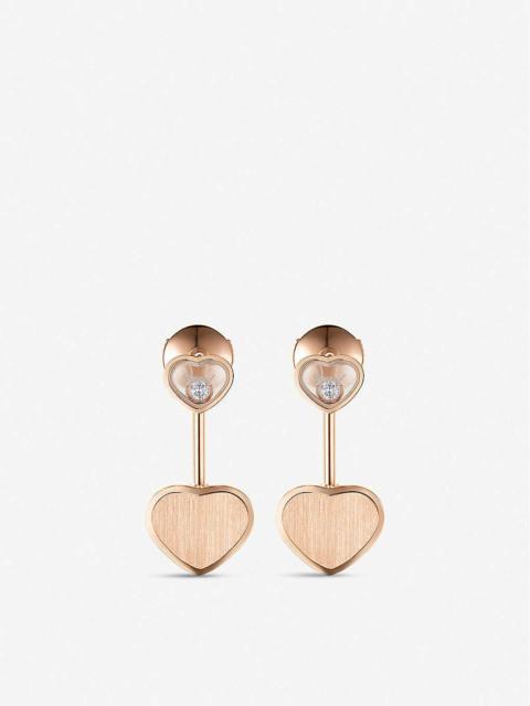 Chopard x 007 Happy Hearts Golden Hearts 18ct rose-gold and 0.08ct diamond earrings