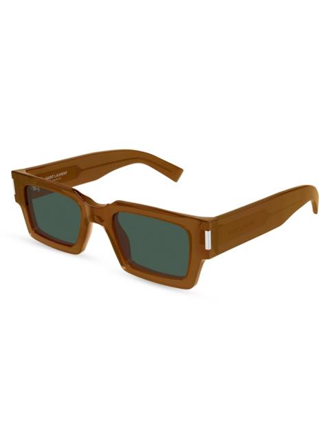 SAINT LAURENT Men's Wirecore 50MM Square Sunglasses - Brown Green