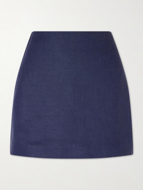 BLAZÉ MILANO Nightbreak Linen, Wool And Silk-blend Mini Skirt
