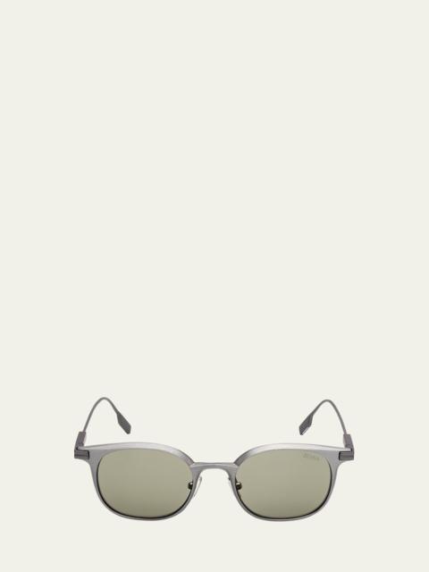 ZEGNA Men's Round Metal Sunglasses