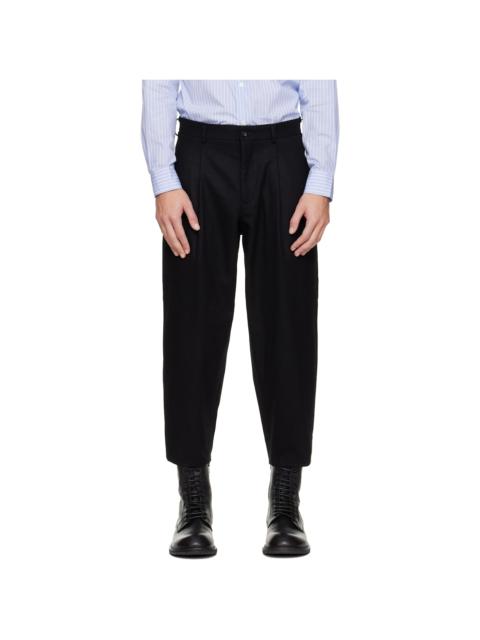 Comme des Garçons Homme Plus Black Wool Nylon Flannel Trousers
