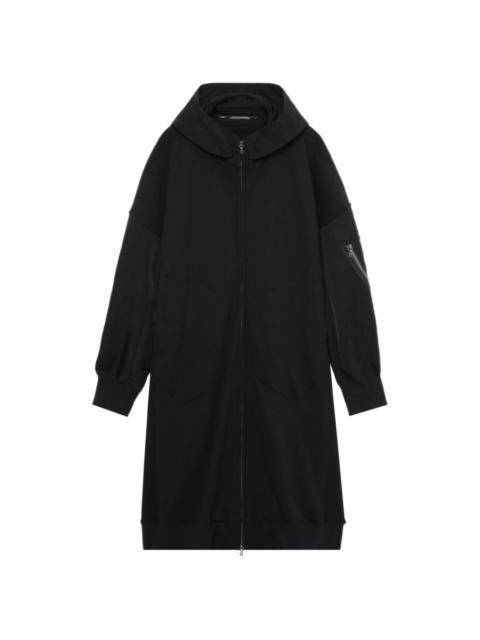 hooded drop-shoulder coat