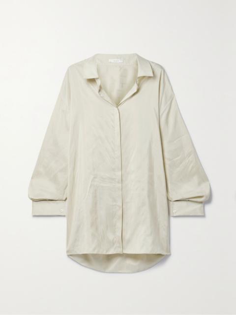 The Row Nomoon oversized embroidered striped silk shirt Off-white