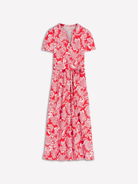 BODEN Naomi Jersey Midi Dress-Blood Orange, Elegant Blossom