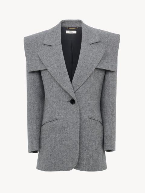 Chloé SINGLE-BREASTED TAILORED JACKET IN CHINÉ WOOL