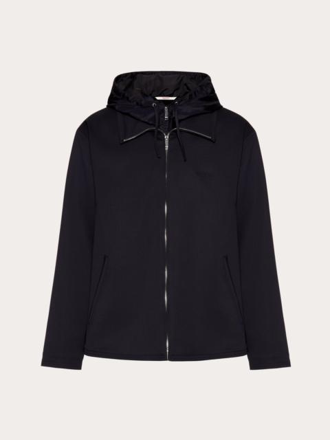 Valentino LANA STRETCH JACKET WITH HOOD AND VALENTINO EMBROIDERY