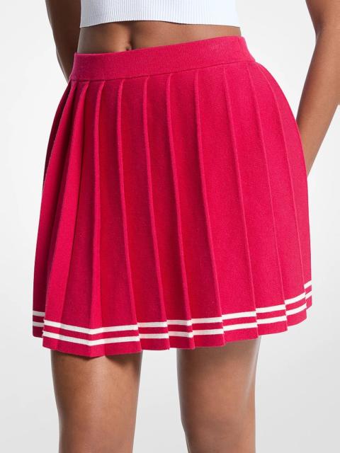MICHAEL KORS Pleated Cotton Blend Skirt