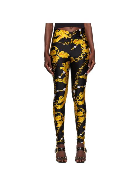 VERSACE JEANS COUTURE Black & Gold Chain Couture Leggings