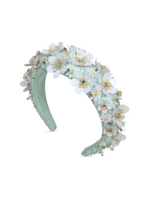 Magnolia floral-appliqué headband