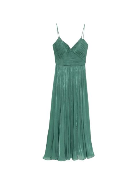 COSTARELLOS Fayla V-neck pleated maxi dress