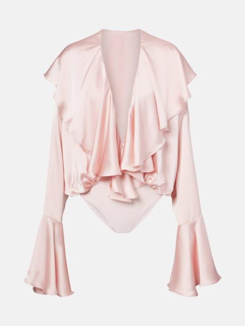 NORMA KAMALI Ruffled satin bodysuit