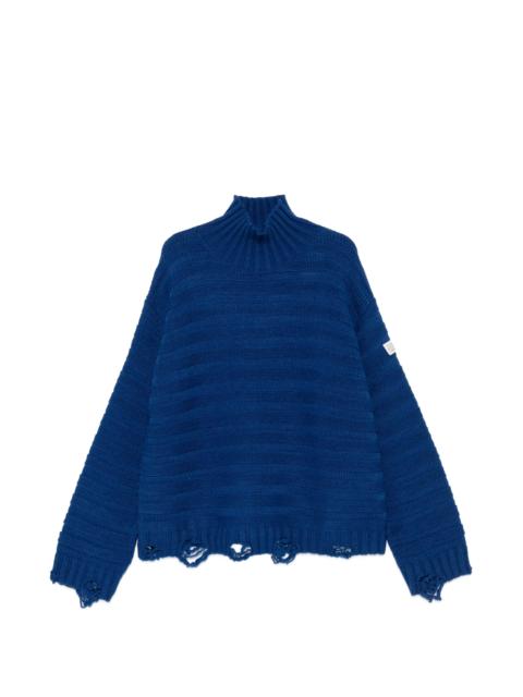 MM6 Maison Margiela Mm6 Maison Margiela Distressed Ribbed-knit Sweater