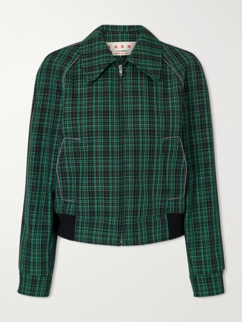 Marni Cropped Checked Wool And Cotton-blend Twill Jacket