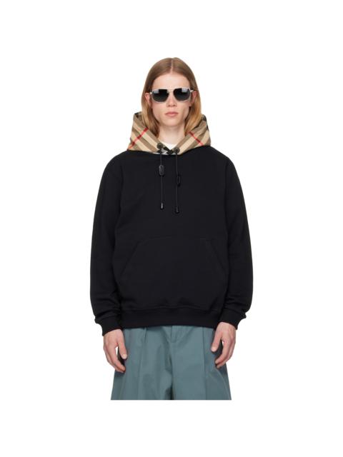 Burberry Black Check Hood Cotton Hoodie