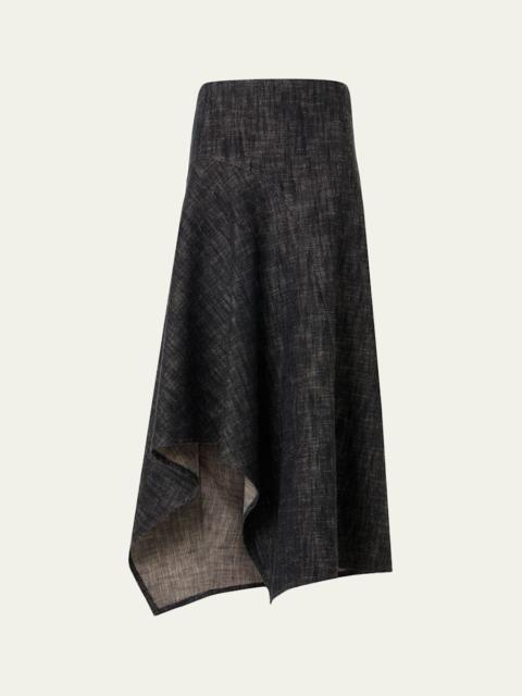AKRIS Washed Heavyweight Cotton Denim Midi Skirt