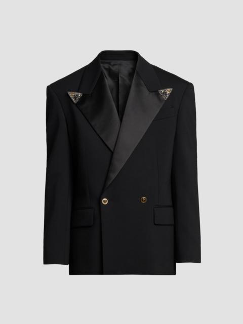 VERSACE Men's Embellished Stretch Wool Evening Jacket - Black