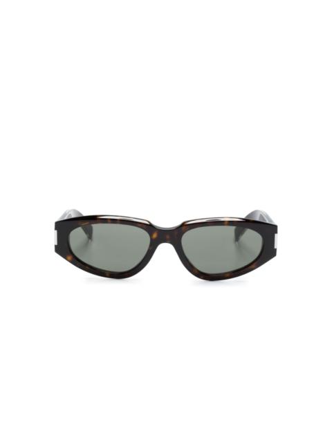 SAINT LAURENT tortoiseshell-effect oval-frame sunglasses