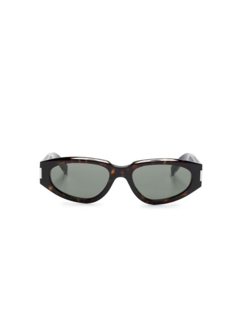 tortoiseshell-effect oval-frame sunglasses