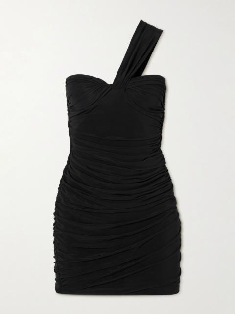 Isabel Marant Mylenia one-shoulder gathered stretch-jersey mini dress Black