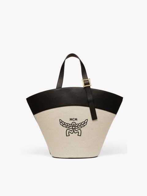MCM Himmel Tote in Canvas Leather Mix