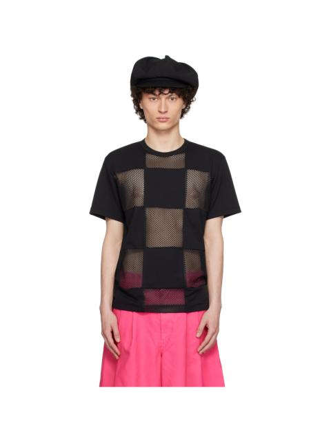 Comme des Garçons Homme Plus Black Polyester Piqué x Mesh T-shirt