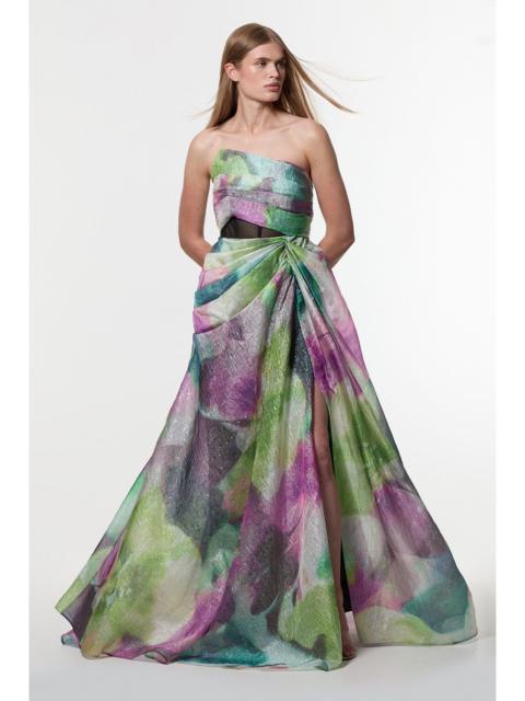 KAREN MILLEN Digital Ophelia Printed Organza Fishtail Corset Maxi Dress