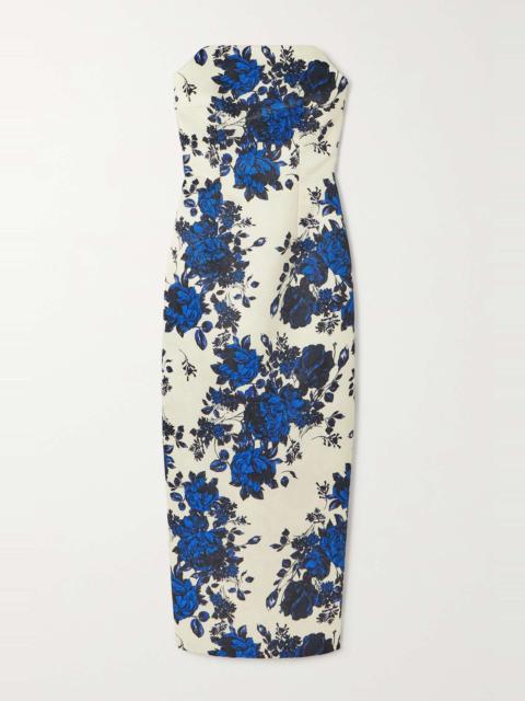 EMILIA WICKSTEAD Yulie strapless floral-print taffeta-faille midi dress