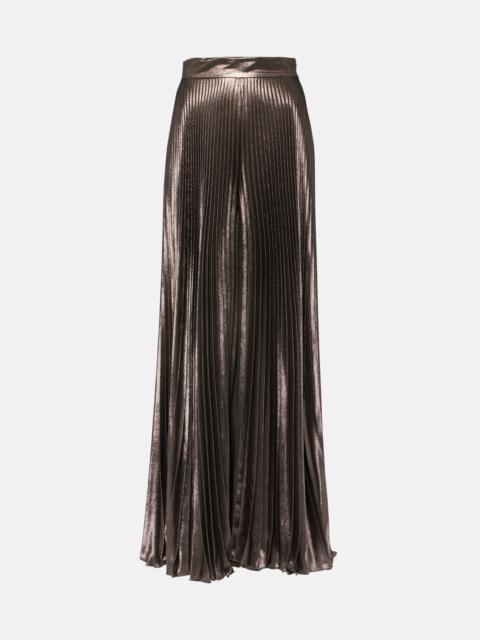Max Mara Elegante Panteon silk-blend lamé wide-leg pants