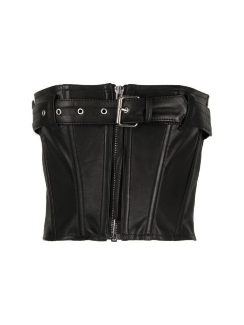 leather belted corset top