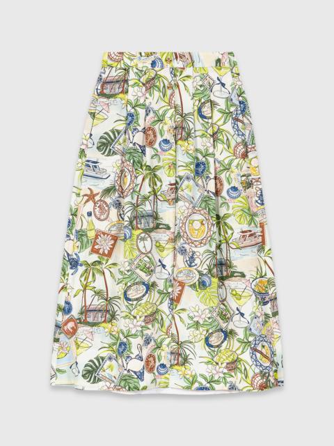 maje Printed maxi skirt with shorts