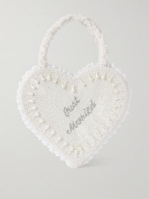 CLIO PEPPIATT Just Married Lace-trimmed Beaded Twill Tote