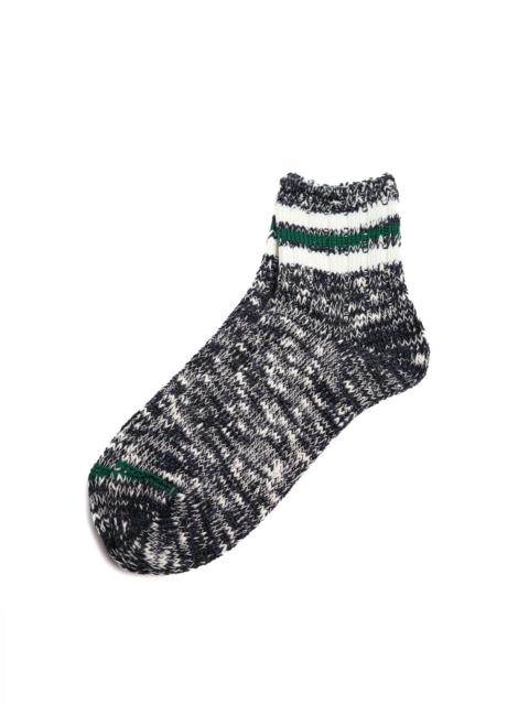 ANONYMOUSISM 3 Line Slub Quarter Socks Black