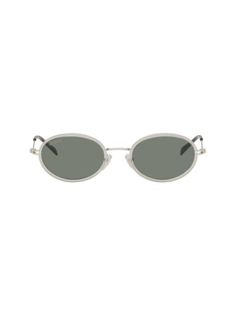 GUCCI Gray & Silver GG Logo Tiny Sunglasses