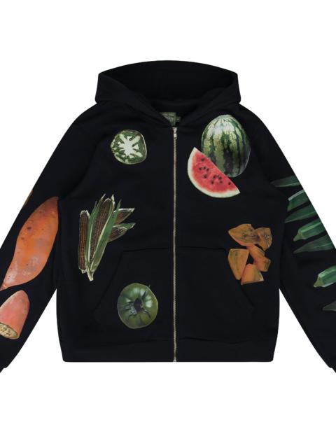 DENIM TEARS Kiss My Grits Fruit Collage Zip Hoodie "Black" DT700
