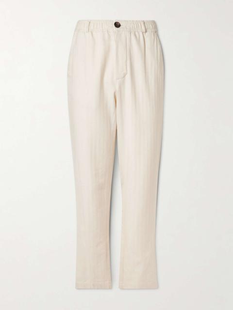 Oliver Spencer Slim-Fit Straight-Leg Herringbone Cotton Trousers