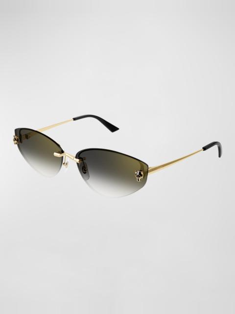 Rimless Panther Metal Alloy Cat-Eye Sunglasses