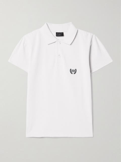 BALENCIAGA Distressed Embroidered Cotton-piqué Polo Shirt