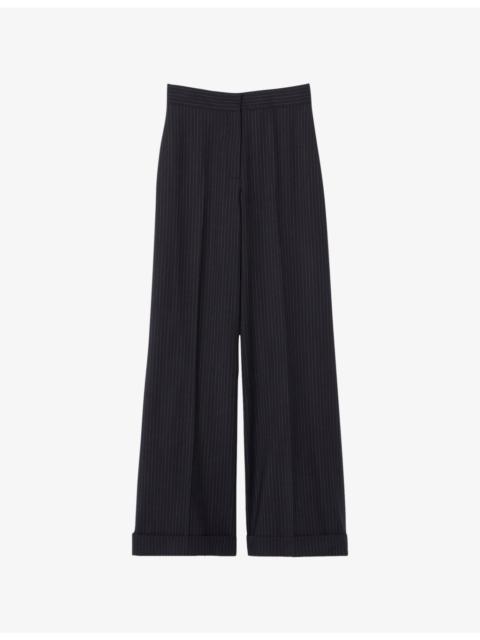 Claudie Pierlot Tailored Wide-Leg Stretch Wool-Blend Trousers