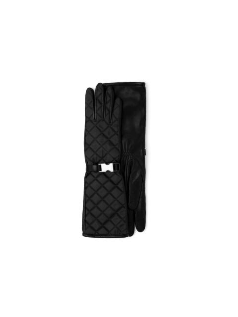 Nylon and nappa leather gloves